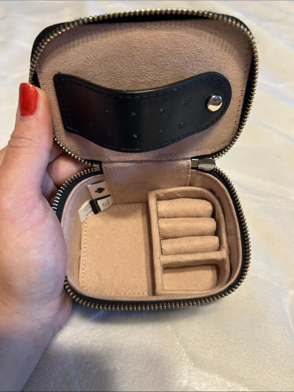 kate spade black leather compact jewelry case